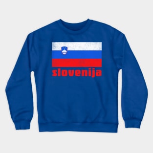 Slovenija / Slovenian  Faded Style Flag Design Crewneck Sweatshirt